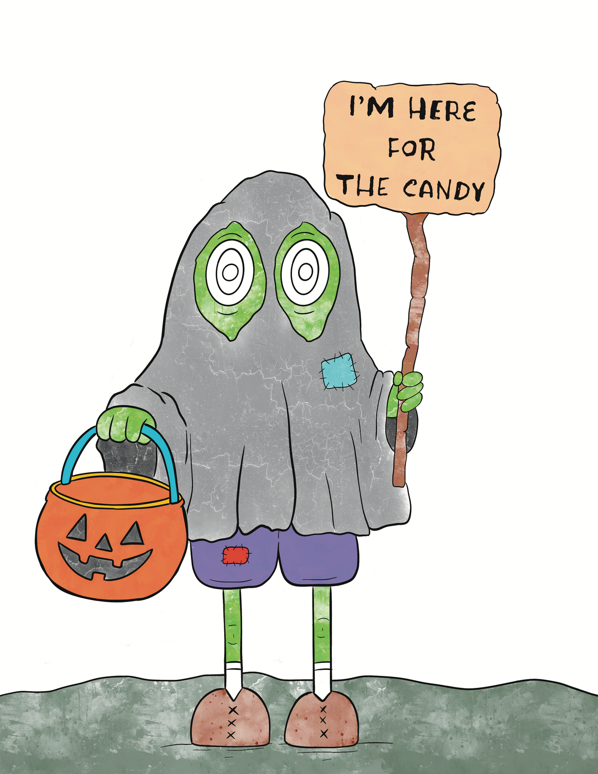 Holiday CreatureKind Art Print - "Here For the Candy"